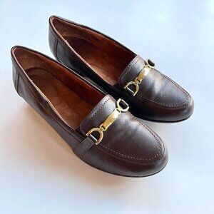 NATURALIZER BROWN LEATHER SLIP ON LOAFERS SHOES WOMENS SIZE 9.5M‎